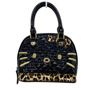 Hello Kitty x Loungerfly Rare Black Patent leather animal print hand bag 2014